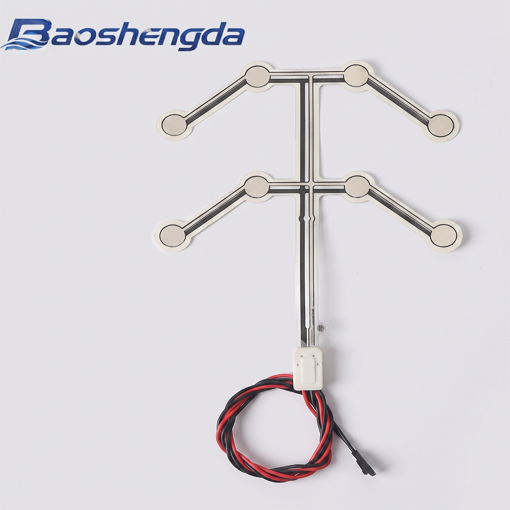 Complete eight-zone flexible pressure sensor array with routed traces, cable and connector