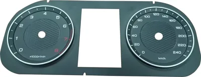 Automotive Dashboard-Frontfolie mit Anzeige- und Symbolfenstern für ein Fahrzeug-HMI